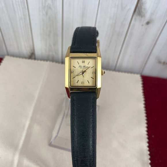 Ted Baker London Gold Crystal Women's Dress Watch with Black Strap - Picture 3 of 9